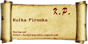 Kulka Piroska névjegykártya